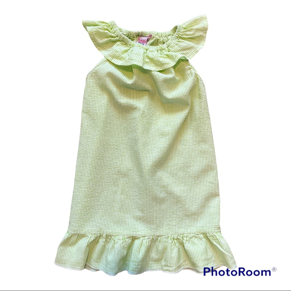Natalie Grant Girls Lime Green Seersucker Flounce Dress size 4T